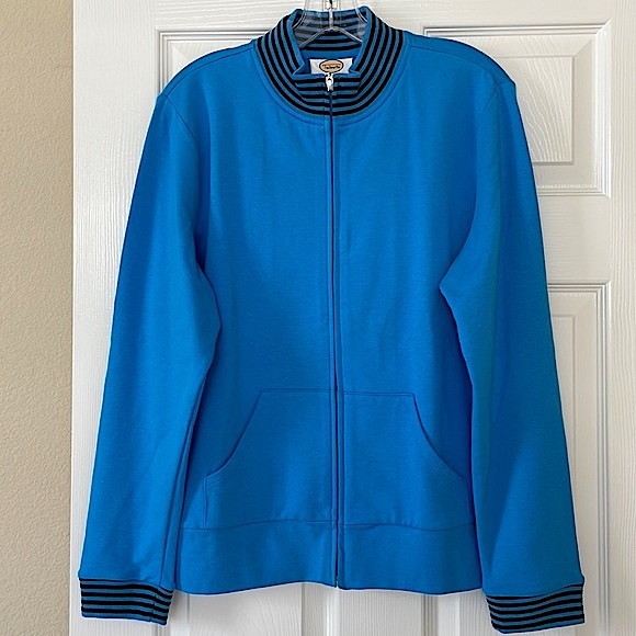 Talbots Jackets & Blazers - TALBOTS ZIP FRONT JACKET, SIZE LARGE IN BLUE